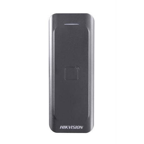 Card reader Hikvision, DS-K1802E; Reads EM card; Card Reading Frequency: 125KHz; Processor: 32-bit; Reading Range: ≤50mm (≤1.97"); Supports Wiegand(W27/W35) protocol, Dust-proof, IP 65.