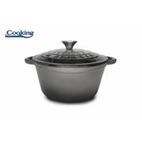 SEMIOALA FONTA EMAILATA + CAPAC 24 x 11.5 CM, 4 L, MARBLE GREY, COOKING BY HEINNER
