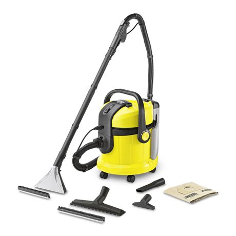 Aspirator cu spalare Karcher SE 4001 10811300, 1400 W, 4 L, Mâner 3-în-1, Duza aspirare uscata, Duza pulverizare / aspirare pentru suprafetele dure, Negru/Galben