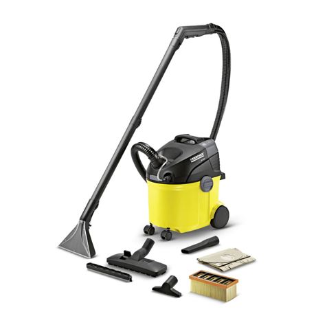 Aspirator cu spalare Karcher SE 5.100 10812000, 1400 W, 4 L, Doua rezervoare, Sistem 2-in-1 Comfort, Negru/Galben