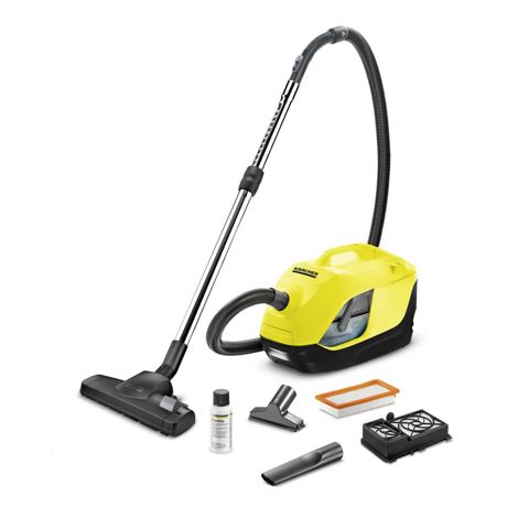 Aspirator cu filtrare prin apa Karcher DS 6 *EU 11952200, 650 W, 2 L, HEPA 12, Duza pentru rosturi, Duza pentru tapiterii, Negru/Galben