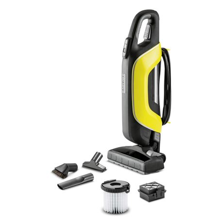Aspirator vertical Karcher VC 5 Premium 13491500, Tub de aspirare telescopic, Duza aspirare interschimbabila, Duza pentru rosturi, Negru/Galben