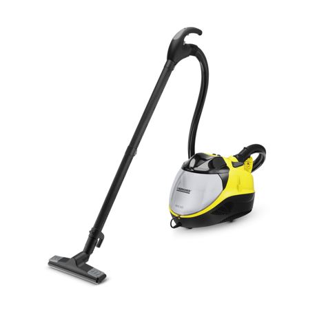 Aspirator cu abur Karcher SV 7 14394100, 2200 W, Boiler 0.45 L, 4 bari, Kit pentru podea, Duza manuala, Duza ingusta, Duza pentru tapiserii (mica si mare), Sistem cu doua rezervoare, Negru/Galben