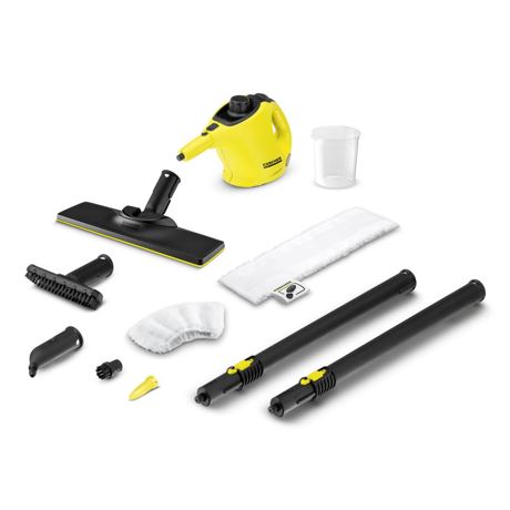 Curatitor cu abur Karcher SC 1 EasyFix (Yellow) *EU 15163300, 1200 W, 3 bari, 0.2 L, Kit de curatare a podelei EasyFix, Dispozitiv de siguranta pentru copii, Negru/Galben