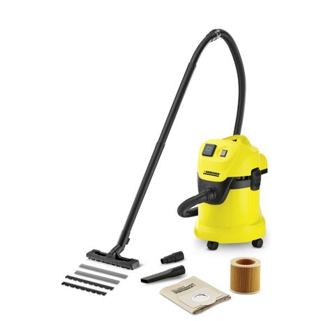 Aspirator multifunctional Karcher WD 3 P 16298800, 1000 W, 17 L, Aspirare uscata/umeda, Sistem de blocare 'Pull & Push', Functie de suflare, Negru/Galben