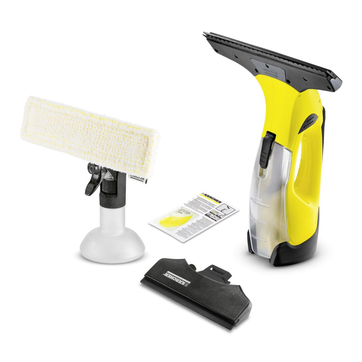 Curatitor de geamuri Karcher WV 5 Premium 16334530, Aspirare umeda, 0.1 L, Autonomie 35 de minute, Acumulator Litiu-Ion, Duza de aspirare interschimbabila, Negru/Galben