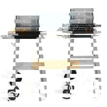 Gratar cu carbuni Livoo DOC244, Raft stocare, Roti pentru deplasare usoara, Suprafata gatit 48 x 28 cm, Wood finish