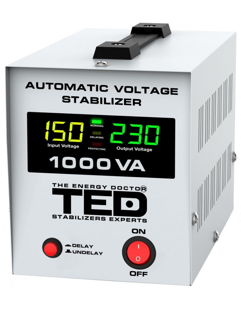 Stabilizator retea TED Electric maxim 1000VA-AVR LCD 1 iesire schuko TED1000NEW