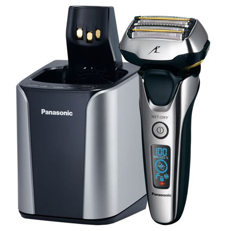 Aparat de barbierit Panasonic ES-LV9N-S803 Wet & Dry, 5 lame, Cap Multi-Flex 3D, Trimmer, Statie de incarcare, Display, Li-Ion, Aut 45 min, Argintiu/Negru