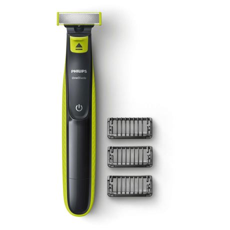 Aparat hibrid de barbierit si tuns barba Philips OneBlade QP2520/20, Wet&Dry, Ni-MH, Fara fir, 45 min, 3 piepteni, Gri cărbune/Verde lime