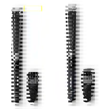 Aparat hibrid de barbierit si tuns barba Philips OneBlade QP6510/60, Wet&Dry, Litiu-ion, Fara fir, 60 min, 1 pieptene, Negru/Argintiu