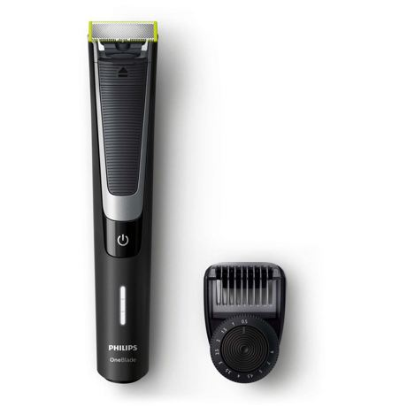 Aparat hibrid de barbierit si tuns barba Philips OneBlade QP6510/60, Wet&Dry, Litiu-ion, Fara fir, 60 min, 1 pieptene, Negru/Argintiu