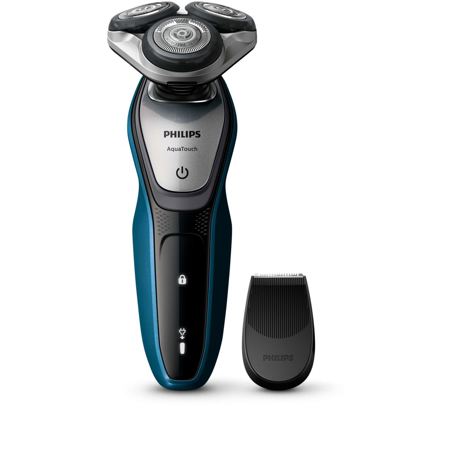 Aparat de barbierit Philips AquaTouch S5420/06, Fara fir, Wet And Dry, 45 minute, Albastru/Gri