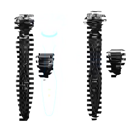 Aparat de barbierit Philips - Click & Style YS521/17, Acumulator, 2 Accesorii, 2 Capete, Negru/Albastru