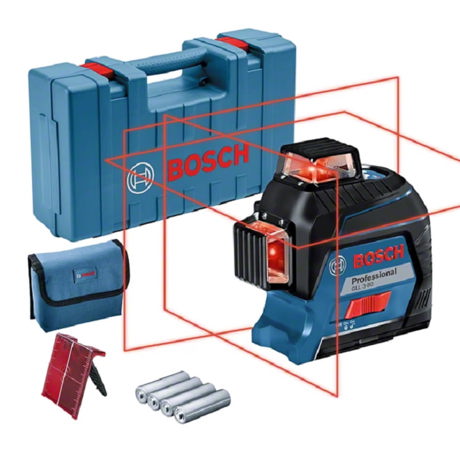 Nivelă laser Bosch Professional GLL 3-80, Proiectie verticala/orizontala, 30 m/ 120 m, ± 0.3 mm/m, IP 54, Valiza, 0601063S00