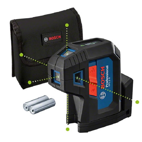 Nivelă laser cu 5 puncte Bosch Professional GPL 5 G, 30 m, ± 0,35/± 0,7 mm/m, IP 65, Husa, 0601066P00