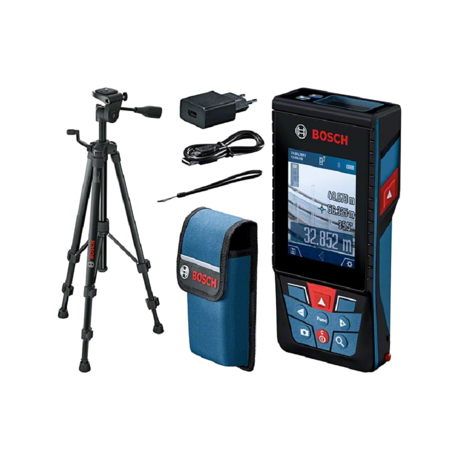 Telemetru cu laser Bosch Professional GLM 120 C, 650 nm, Domeniu de masurare 0,08 – 120,00 m, Deconectare automata, Bluetooth, Stativ, Incarcator, 0601072F01