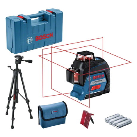 Nivelă laser Bosch Professional GLL 3-80, Proiectie verticala/orizontala, 30 m/ 120 m, ± 0.3 mm/m, IP 54, Stativ, Valiza, 06159940KD