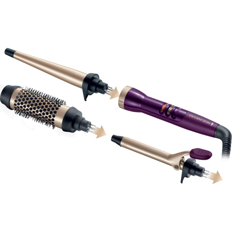 Set Ondulator Remington Your Style CI97M1, 3 accesorii, Invelis Ceramic, Anti-static, Mov/Auriu