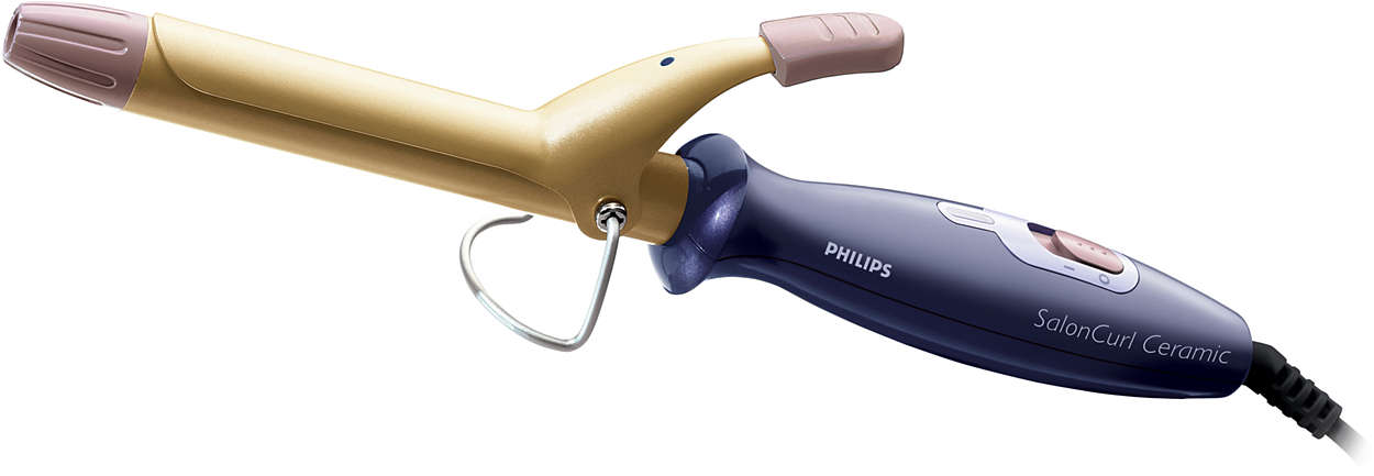 Ondulator de par Philips SalonCurl Ceramic HP4658/00, 180 grade, 20 mm, Auriu/Violet