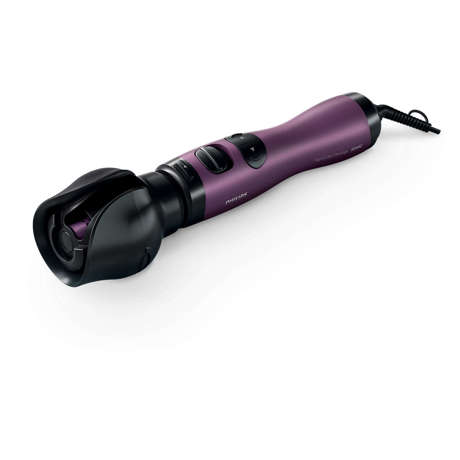 Perie rotativa automata Philips StyleCare HP8668/00, 800W, Perie rotunda 50 mm, Accesoriu AirCurl, Invelis ceramic, Mov/Negru