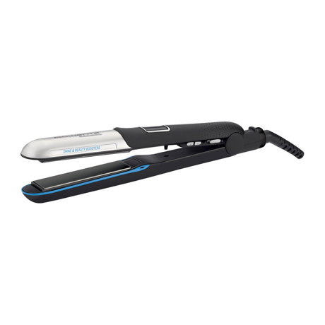 Placa de par Rowenta Liss & Curl SF6220D0, Ultra Shine Nano Ceramic, Placi glisante, 130-230°C, Generator de Ioni, LED, Negru/gri/albastru