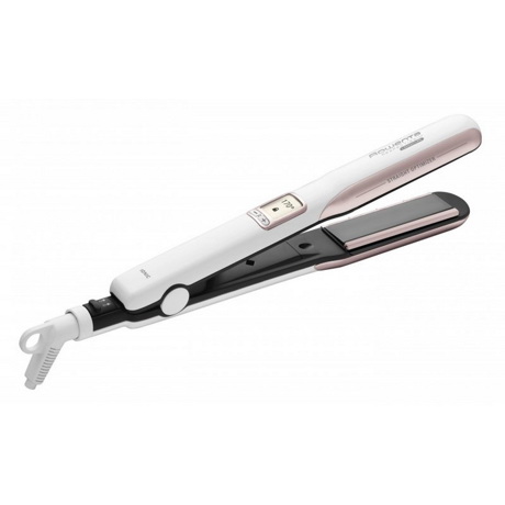 Placa de indreptat parul si ondulator Rowenta Respectissim Liss & Curl SF7640D0, 200°C, Ionizare, LCD, Alb/Roz