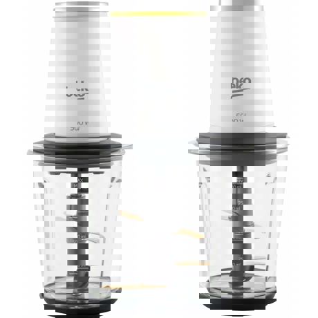 Mini tocator Beko Foodster CHG7504W, 500 W, Vas sticla 1 L, 4 cutite zirconiu, Touch control, Alb