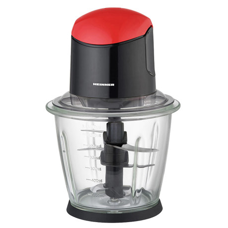 Tocator legume Heinner HMC-K500BKR, 500W, Bol sticla 1.5L, Sistem anti-alunecare, Sistem siguranta, Rosu/negru