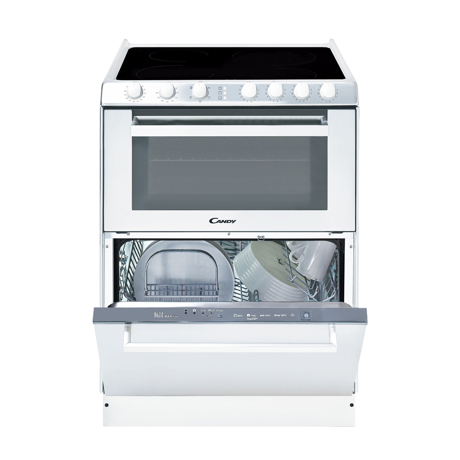 Multifunctional Candy Trio – 3 in 1 - TRIO 9503/1W, Plita electrica cu 4 zone, cuptor electric 39 l, masina de spalat vase 6 seturi, integrate, Alb
