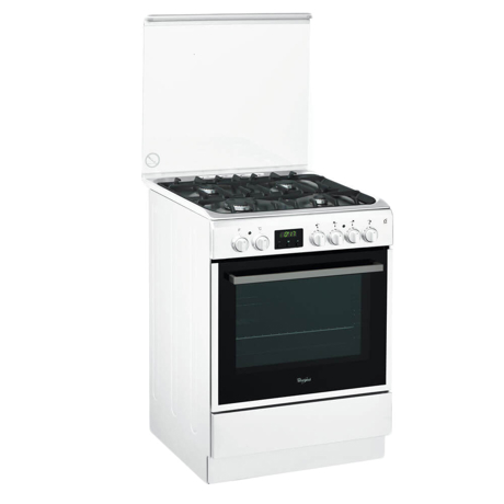 Aragaz mixt Whirlpool ACMT 6332 WH, 4 arzatoare gaz, cuptor electric, 8 functii, 60x60 cm, Gratare fonta, Hidroliza, Alb