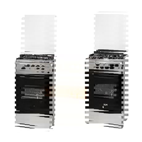 Aragaz mixt LDK 6090 ECAI IX FONTA NG, 5 arzatoare gaz, Aprindere electrica, Siguranta plita, Cuptor electric, Grill, Convectie, 90x60 cm, Inox, ART5281