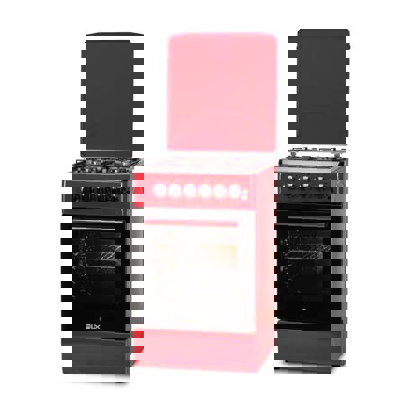 Aragaz mixt LDK 5060 ECAI Red RMV LPG, 4 arzatoare gaz, Aprindere electrica, Siguranta plita, Cuptor electric, 51 L, Grill, 50x60 cm, Rosu, ART6116