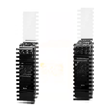 Aragaz LDK 5060 GRAI BLACK RMV NG, Gaz, 4 arzatoare, Siguranta plita si cuptor, Aprindere electrica, Cuptor 46 L, Grill, Rotisor, 50x60 cm, Negru, ART6086