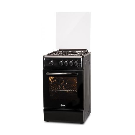 Aragaz LDK 5060 GRAI BLACK RMV NG, Gaz, 4 arzatoare, Siguranta plita si cuptor, Aprindere electrica, Cuptor 46 L, Grill, Rotisor, 50x60 cm, Negru, ART6086