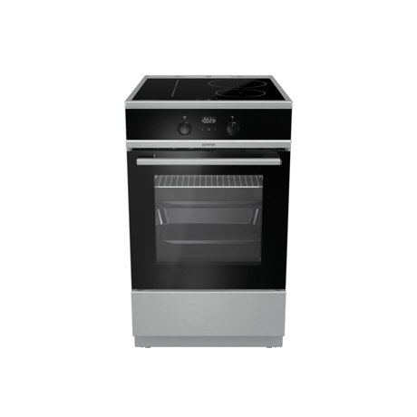 Aragaz Gorenje EIT5355XPD, Electric, 4 arzatoare inductie, 9 functii, Filtru catalitic la ventilator, Display LED, 50x60 cm, Argintiu, Panel negru 466124