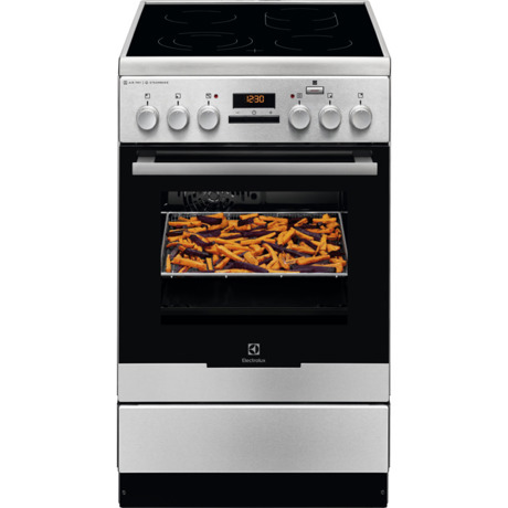 Aragaz Electrolux EKC54972OX, Plita vitroceramica, 4 zone de gatit, Cuptor electric cu 11 functii, SteamBake, AirFry, Autocuratare catalitica, Grill, 58 L, 50x60 cm, Inox