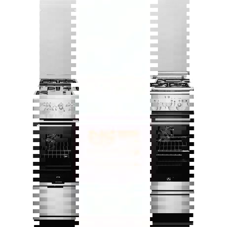 Aragaz Electrolux EKG51351OX, Gaz, 4 Arzatoare, Aprindere integrata plita, Grill, Curatare catalitica, 50x60 cm, Inox