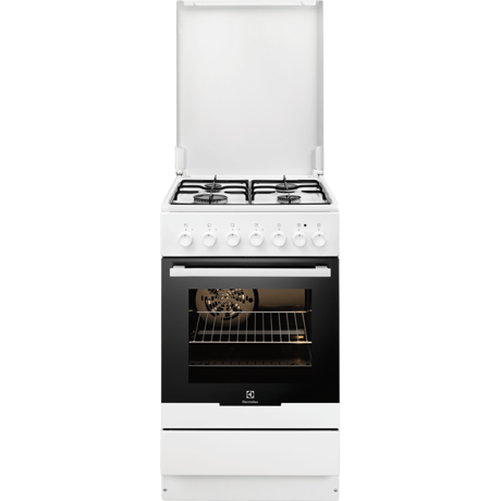 Aragaz mixt Electrolux EKK51550OW, 4 arzatoare gaz, Cuptor electric multifunctional (6 functii), Grill, 57 litri, 50x60 cm, Alb