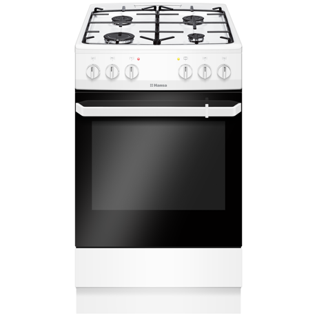Aragaz Hansa FCMW56069, 4 arzatoare gaz, Cuptor electric 62 L, 6 functii cuptor, 50x60 cm, Alb