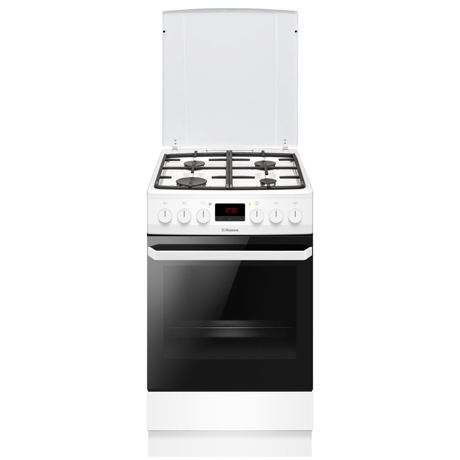 Aragaz Hansa FCMW582109, Mixt, 4 Arzatoare gaz, Cuptor electric, Convectie, Grill, Aprindere electrica, 50x60 cm, Alb