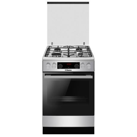 Aragaz Hansa FCMXS59363, Mixt, 4 Arzatoare gaz, Cuptor electric, Steam Cleaning, Aprindere electrica, 60x60 cm, Inox