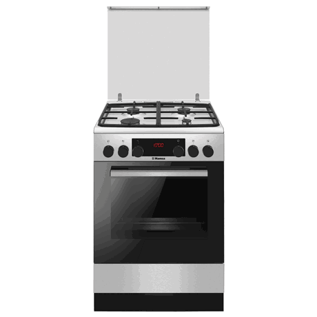 Aragaz Hansa FCMXS69363, Mixt, 4 Arzatoare gaz, Cuptor electric, Steam Cleaning, Aprindere electrica, 60x60 cm, Inox