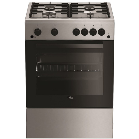 Aragaz Beko FSGT62110DXO, Gaz, 4 arzatoare, Grill, Rotisor, 60x60 cm, Inox