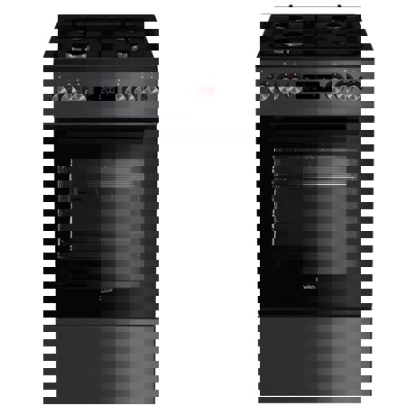 Aragaz Beko FSM52330DAO, 4 arzatoare, Gaz, Cuptor multifunctional cu 8 functii, Aprindere electrica integrata, Timer, 50 cm, Negru