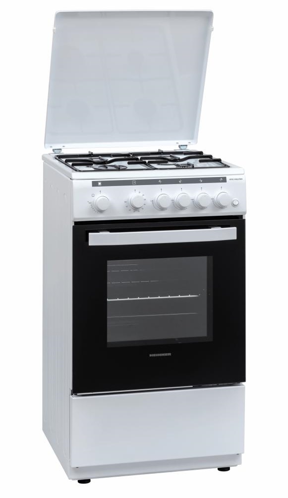 Aragaz Heinner HFSC-V50LITWH, Gaz, 4 arzatoare, Aprindere electrica plita, Timer, 50x50 cm, Alb