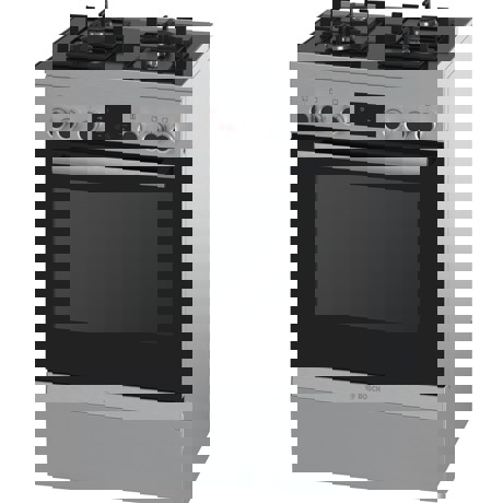 Aragaz Bosch HGD747355F, mixt, 60 cm, inox, cuptor multifunctional 3D Plus, 8 functii de gatire, autocuratare catalitica, 4 zone de gatit gaz