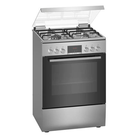 Aragaz Bosch HXN39AD50, Mixt, 4 arzatoare gaz, Cuptor electric, 7 Functii, Display, Inox