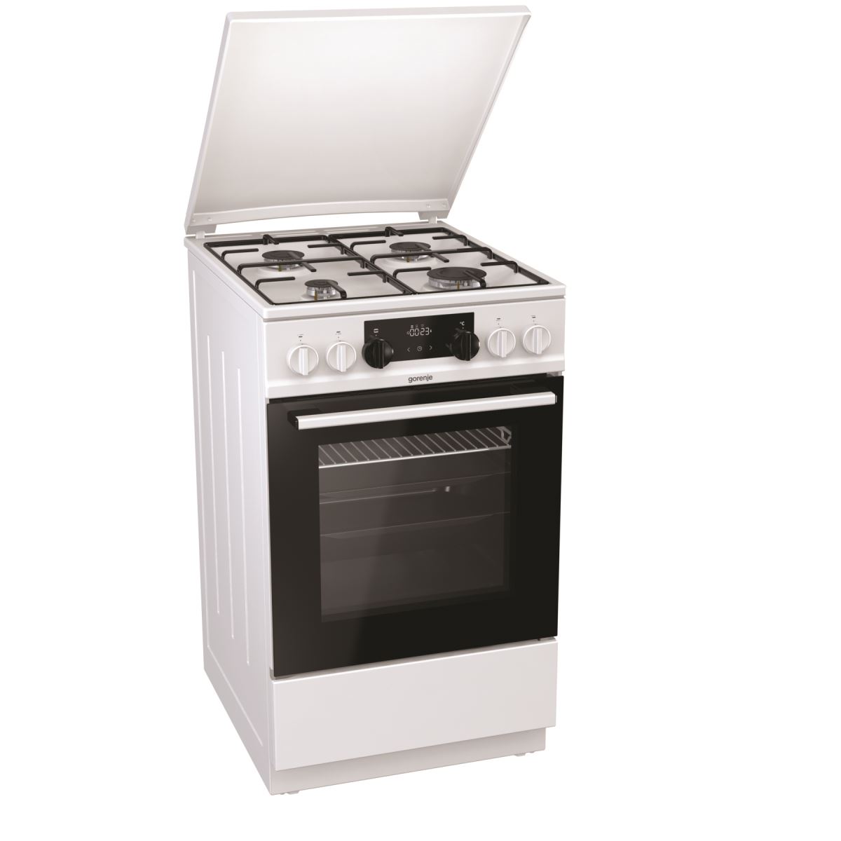 Aragaz Gorenje K5341WJ, Mixt, 4 arzatoare gaz, 9 functii, Display LED, 50x60 cm, Alb 466142