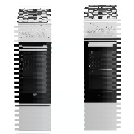 Aragaz Beko FSGT52110DWO, Gaz, 4 arzatoare, Grill gaz, Rotisor, Timer, 50x60 cm, Alb